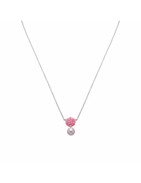 Mimi OgniBene necklace in silver with pink enamel and pearl P23VOKFC3-42