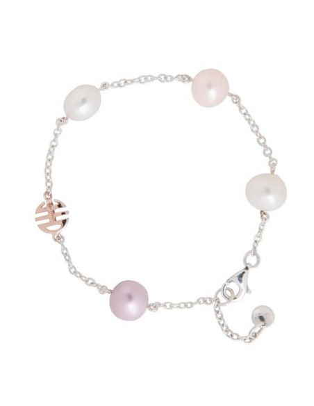 Bracciale Mimi Nagai in argento e oro rosa con perle multicolor