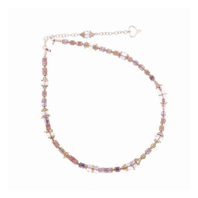 Collana donna Maman et Sophierosè con gemme viola e rosa GCDECPTS