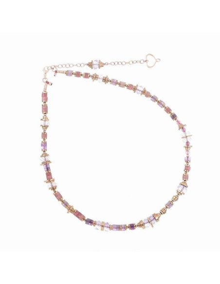 Collana donna Maman et Sophierosè con gemme viola e rosa GCDECPTS
