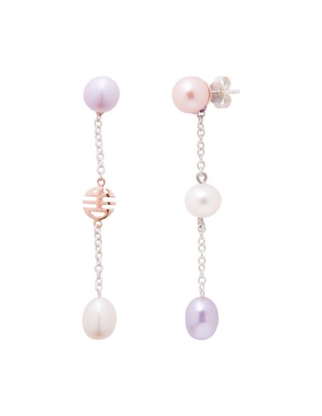 Orecchini Mimi Nagai in argento e oro rosa con perle multicolor