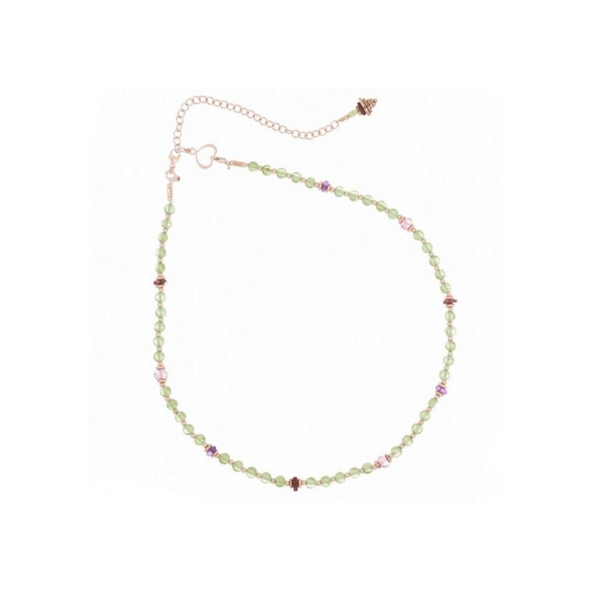 Roséfarbene Damenhalskette von Maman et Sophie mit grünen und violetten Steinen GCISF2PR