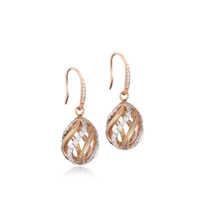 Tsars Collection 9Neun rosa Spiral-Ei-Anhänger-Ohrringe