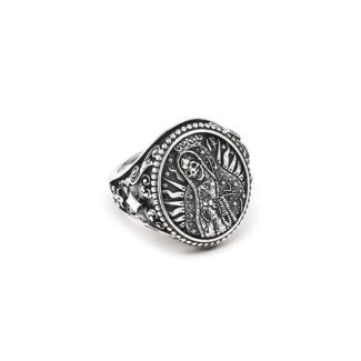 Nove25 Santa Muerte man ring in silver N25ANE00157