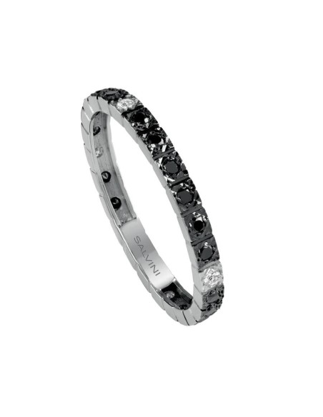 Salvini Veretta ring in gold with black and white diamonds 20085740