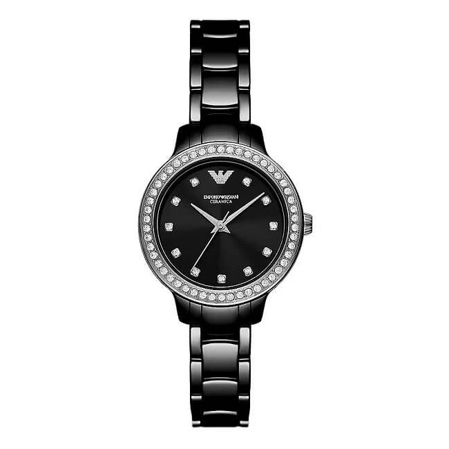 Emporio Armani black ceramic and crystal AR70008 women's watch