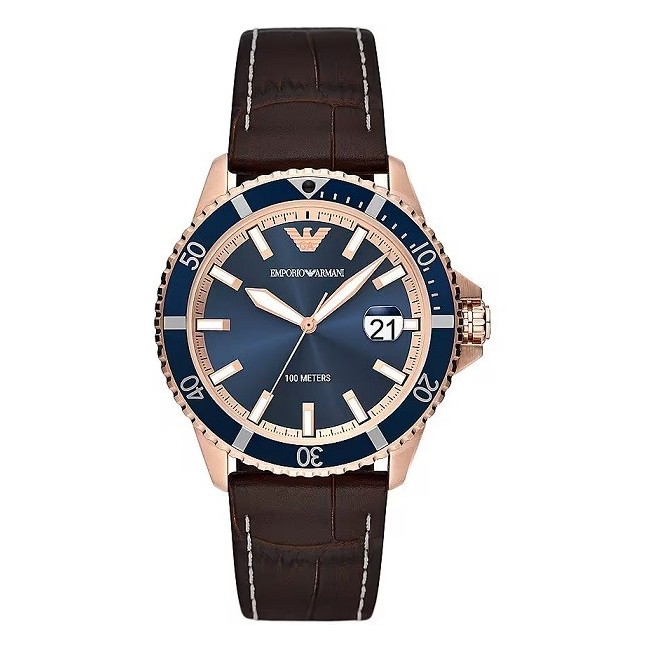Emporio Armani Gianni rose and blue men's watch with leather - AR11556