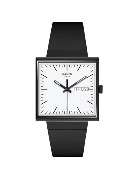 Swatch Bioceramic what if black square black watch - SO34B700