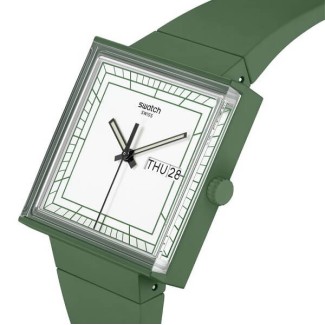 Orologio Swatch Bioceramic what if green verde quadrato - SO34G700