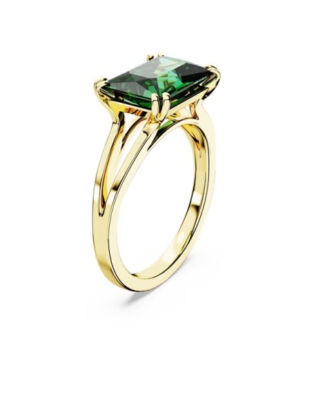 Golden Swarovski Matrix cocktail ring with green crystal 5677150