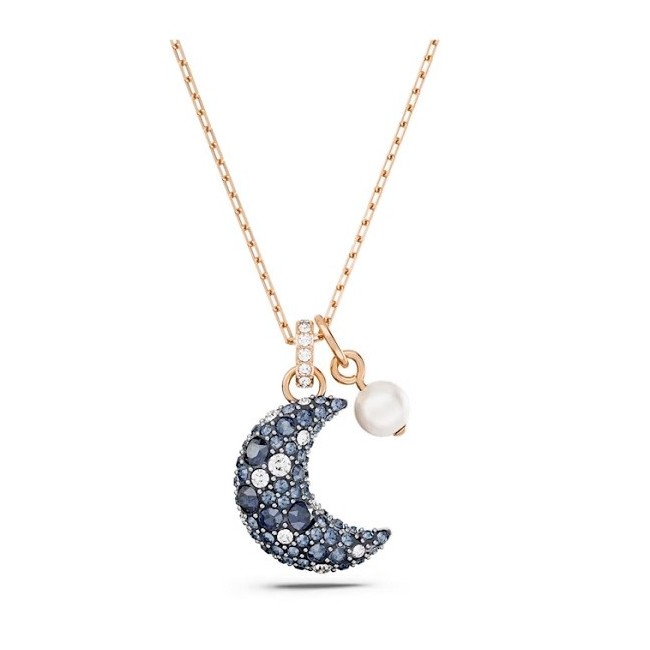 Collana rosè Swarovski con pendente Luna blu e perla 5671585