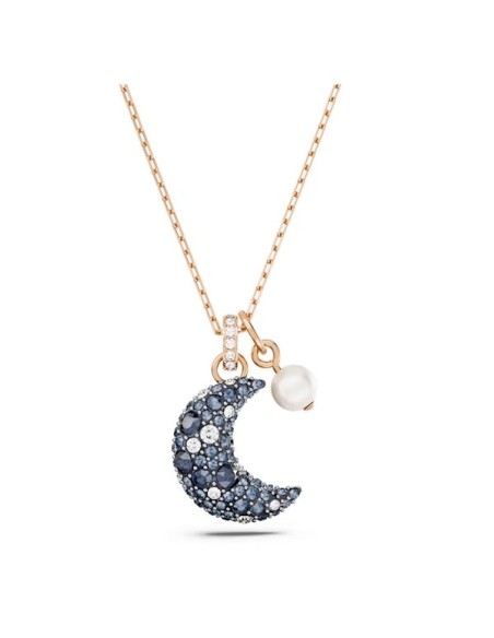 Collana rosè Swarovski con pendente Luna blu e perla 5671585