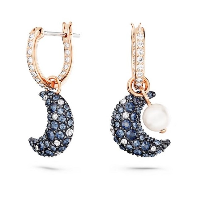 Orecchini Swarovski pendenti Luna blu e rosè con perla 5671569