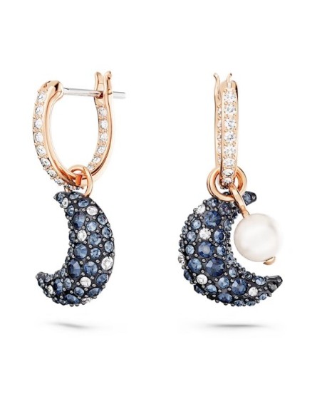 Swarovski blue and rosé Luna pendant earrings with pearl 5671569