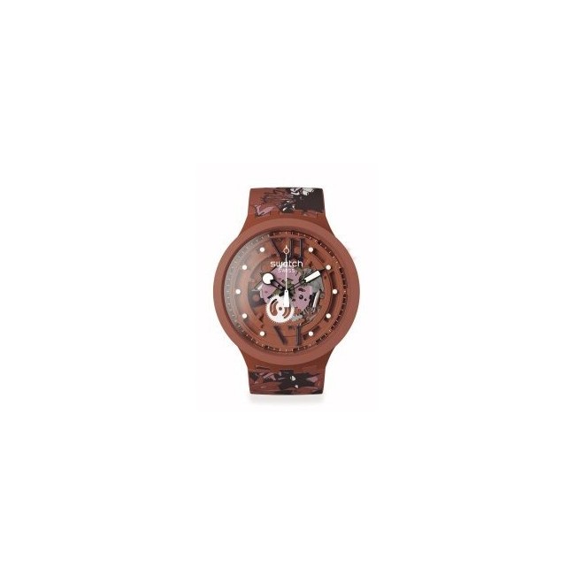 Swatch Camoflower Cotton Big Bold brown watch SB05C100