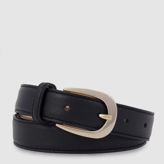 Piquadro Women's black Circle belt with golden buckle CU6179W92/N