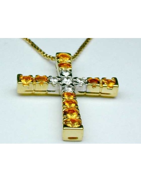 Salvini Croce Halskette mit Diamanten und gelben Saphiren – 80062497