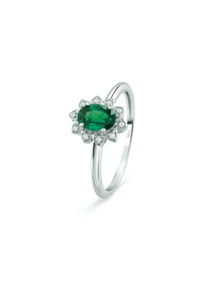 Bliss Vittoria ring with emerald and diamonds - 20101401