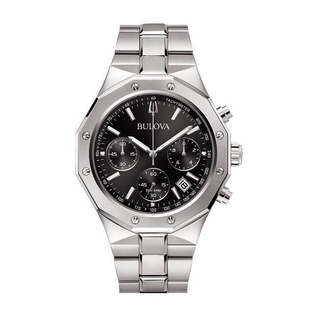 Bulova Octagon Chrono black steel watch - 96B410