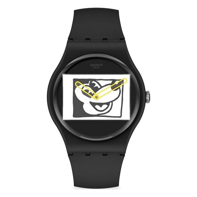 Orologio Swatch Mickey Blanc Sur Noir topolino nero SUOZ337