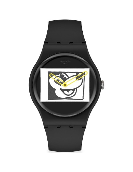 Swatch Mickey Blanc Sur Noir black mouse watch SUOZ337