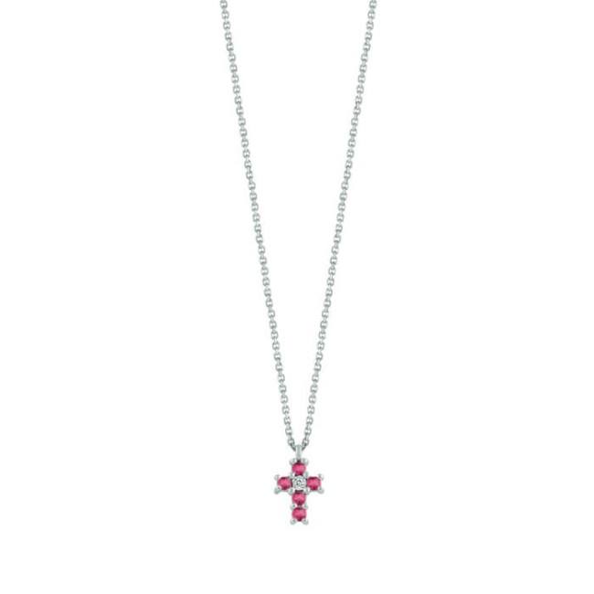 Bliss Jasmine Cross Halskette mit Rubinen und Diamant 20101468