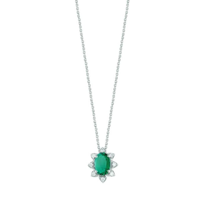 Bliss Vittoria necklace with natural Emerald and Diamonds - 20101366