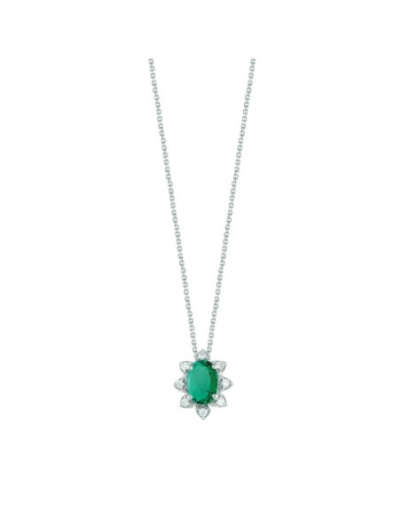 Bliss Vittoria necklace with natural Emerald and Diamonds - 20101366