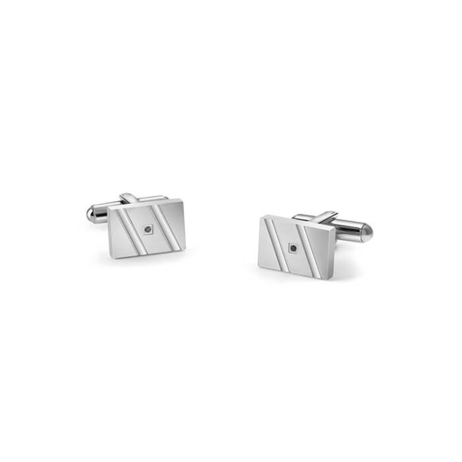 Bliss Racer Cufflinks in Steel and Zircons - 20092567