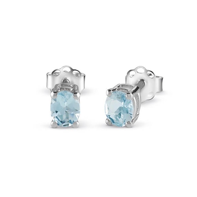 Bliss Stephanie earrings in gold with Aquamarine - 20093005