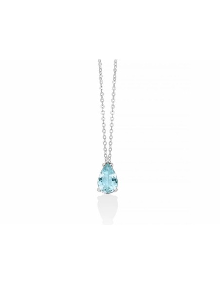 Miluna necklace with teardrop aquamarine and diamond CLD4236