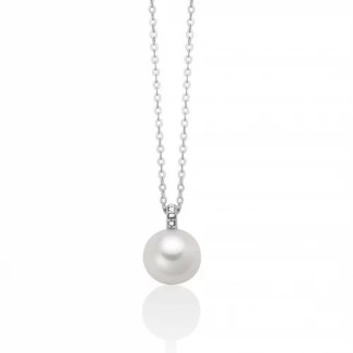 Miluna-Halskette aus Gold mit 8 mm weißer Perle – PCL6427