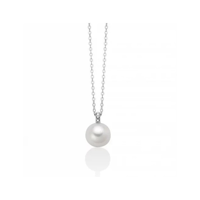 Miluna necklace in gold with 8mm white pearl - PCL6427