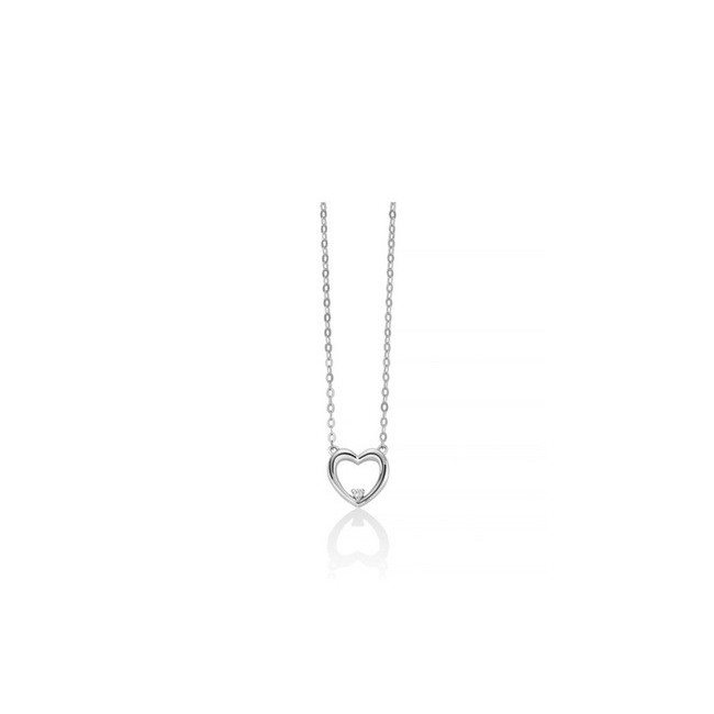Collana Miluna in oro bianco con Cuore e Diamante - CLD4558