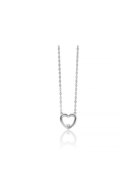Miluna necklace in white gold with Heart and Diamond - CLD4558
