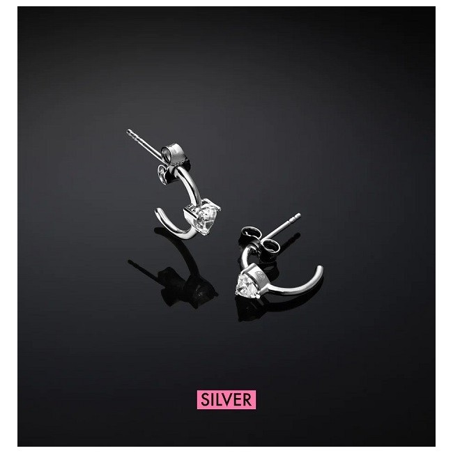 Chiara Ferragni Silver zircon heart circle earrings - J19AXD04