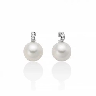 Miluna-Ohrringe mit 8 mm Perle und Weißgold – PER2666