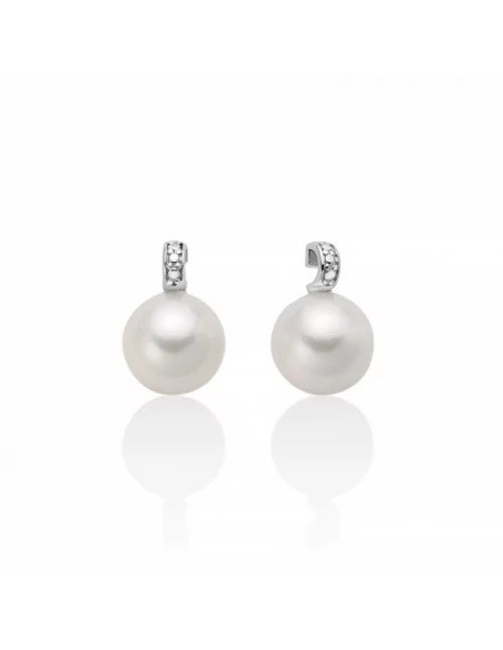 Miluna earrings with 8mm pearl and white gold - PER2666