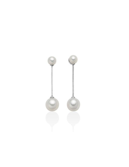 Miluna earrings with hanging pearls and white gold - PER2573