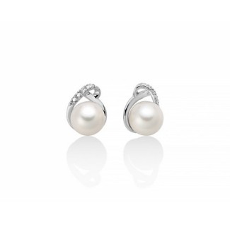 Miluna earrings in gold with pearl and diamonds - PER2664