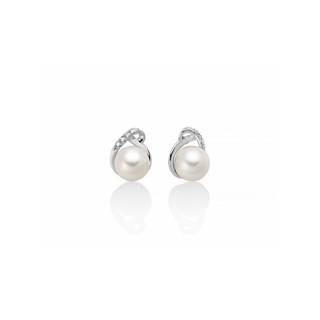 Miluna earrings in gold with pearl and diamonds - PER2664