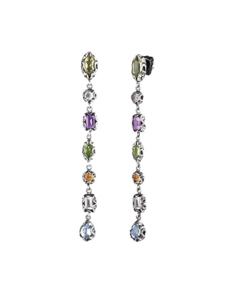 Maria and Luisa Shri pendant earrings with multicolor gems OA0250