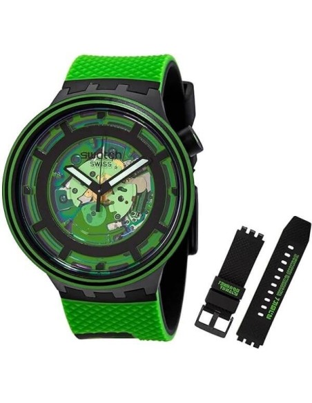 Swatch Come in Peace green and black Big Bold watch - SB01B125