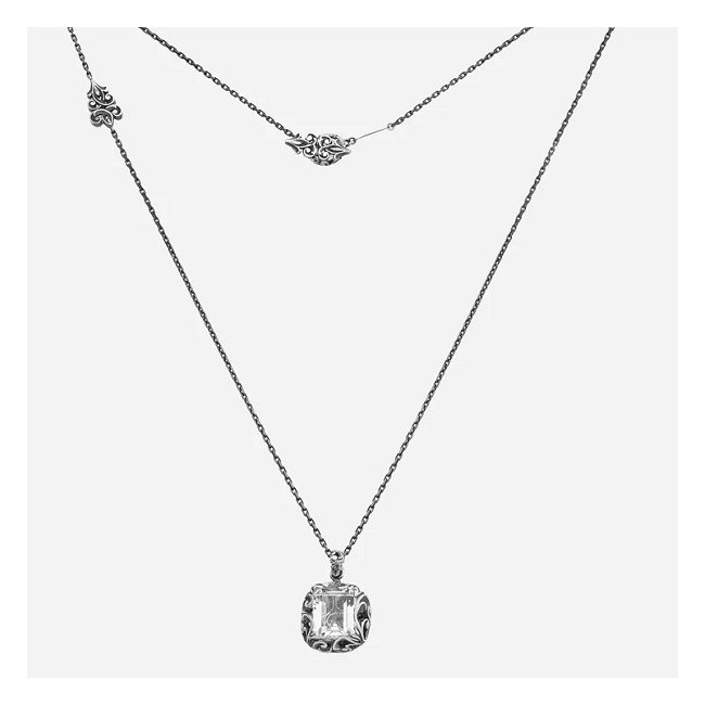 Maria and Luisa necklace with rectangular rock crystal CA0130/S