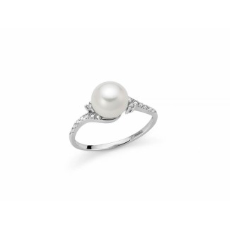 Miluna Ring with Pearl and Diamonds 0.12ct - PLI1665