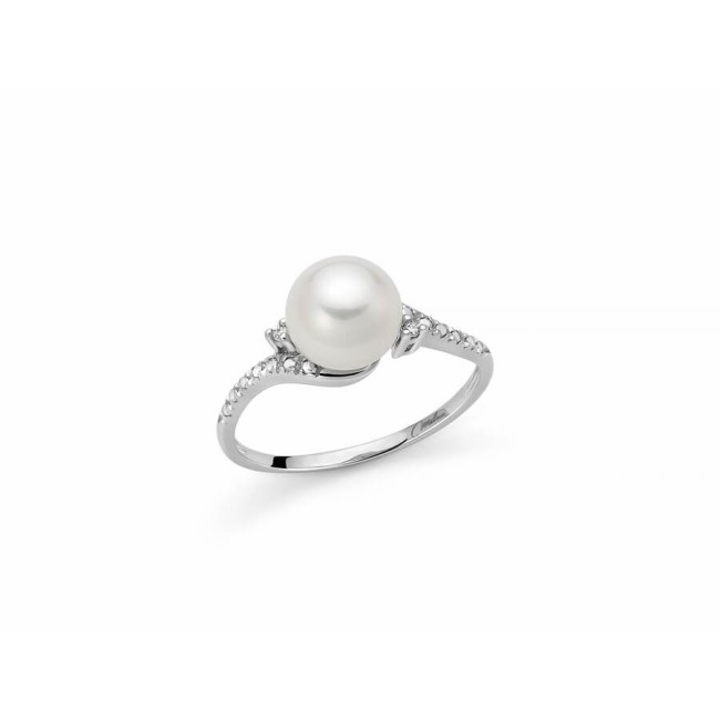 Miluna Ring with Pearl and Diamonds 0.12ct - PLI1665