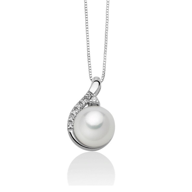 Miluna necklace in gold with pearl and diamonds - PCL6425