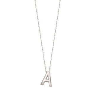 Bliss necklace with letter A pendant in white gold - 20090526