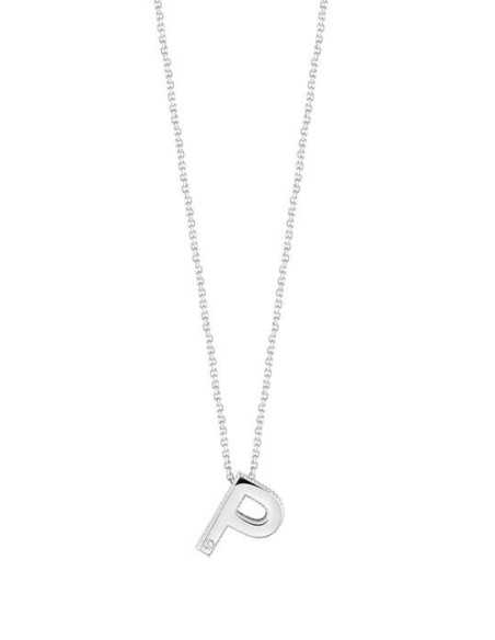 Bliss necklace with letter P pendant in white gold - 20090549