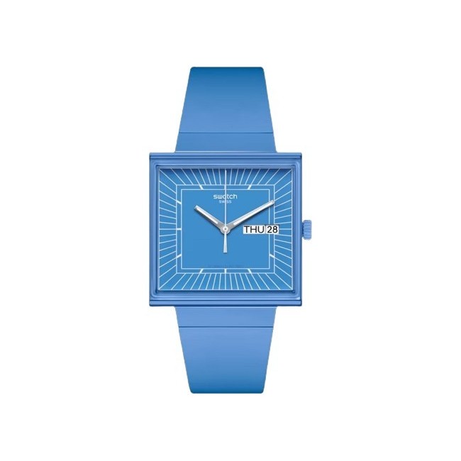Swatch Bioceramic What If square blue watch - SO34S700